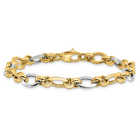 14K Two-tone Polished Fancy Link Bracelet-SF2388-7.75