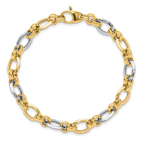 14K Two-tone Polished Fancy Link Bracelet-SF2388-7.75
