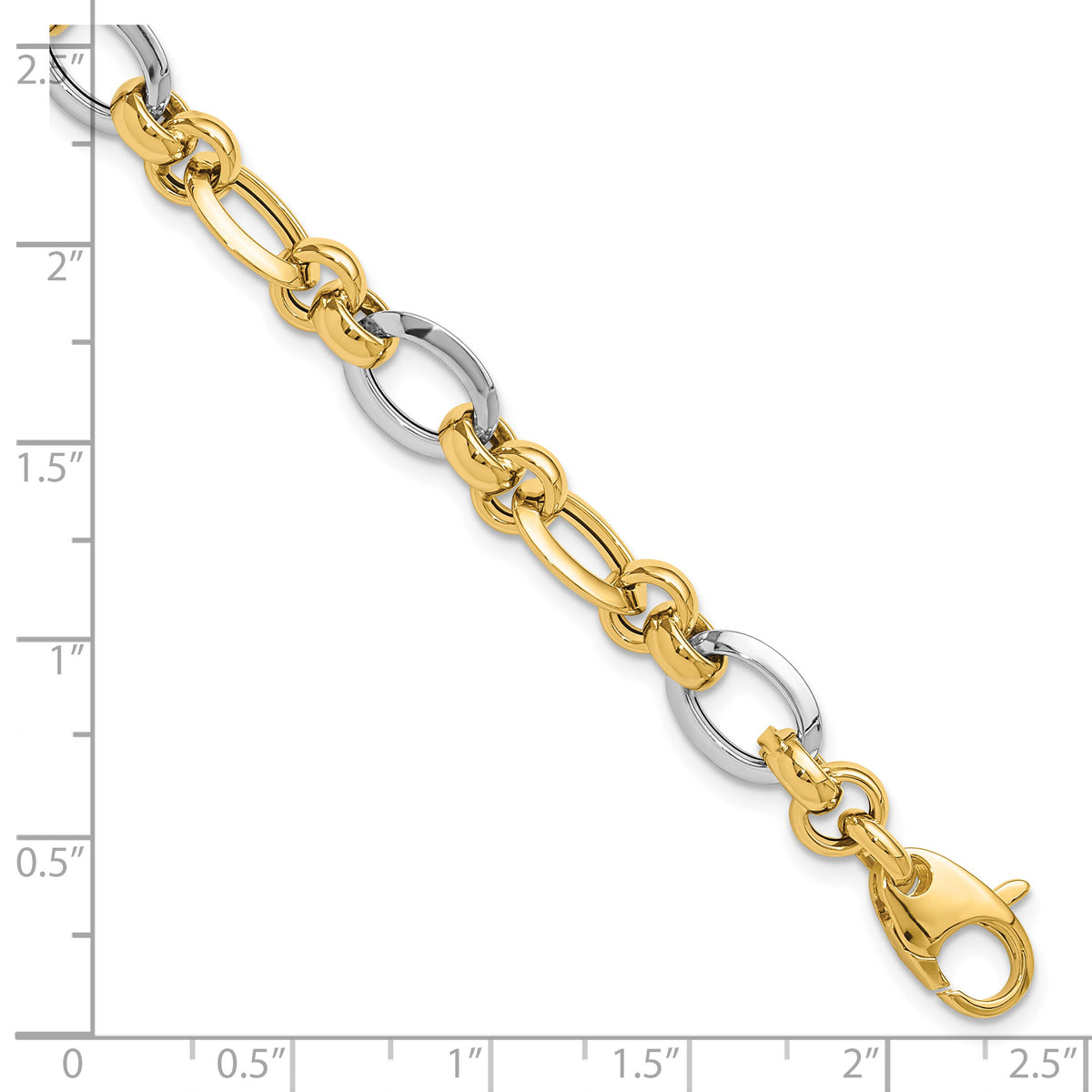 14K Two-tone Polished Fancy Link Bracelet-SF2388-7.75