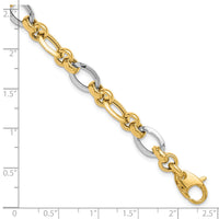 14K Two-tone Polished Fancy Link Bracelet-SF2388-7.75