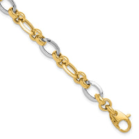 14K Two-tone Polished Fancy Link Bracelet-SF2388-7.75