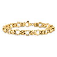14K Polished and Textured Fancy Link Bracelet-SF2395-7.75
