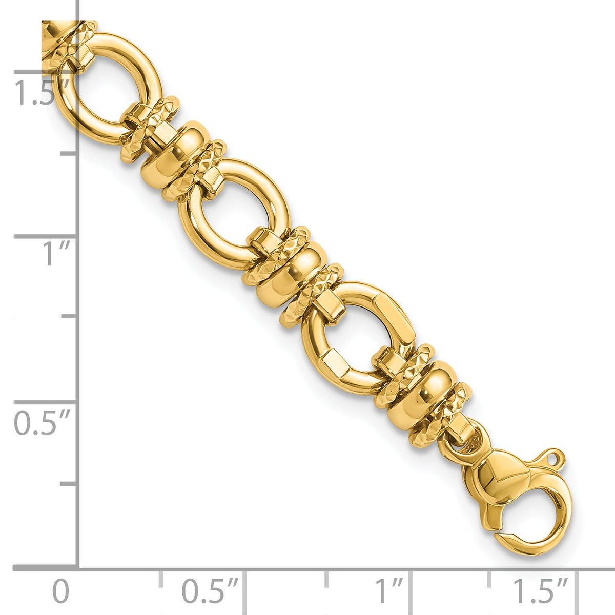 14K Polished and Textured Fancy Link Bracelet-SF2395-7.75