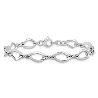 14k White Gold Fancy Link 7.5in Bracelet-SF2420-7.5