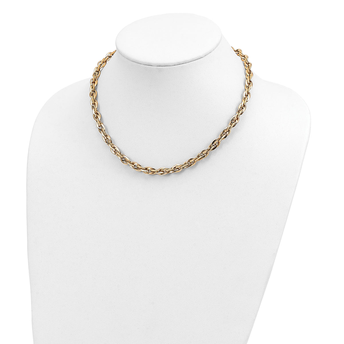14K Polished Fancy Link Necklace-SF2433-17.5