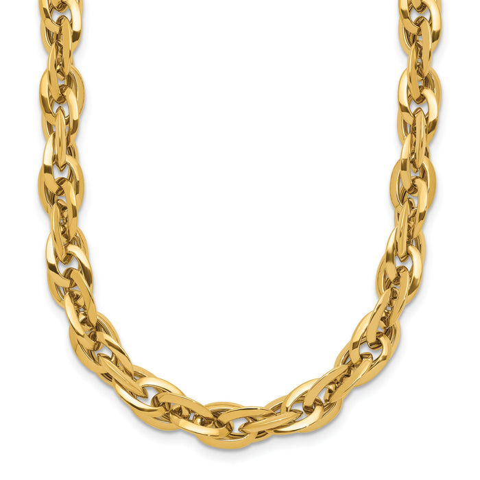 14K Polished Fancy Link Necklace-SF2433-17.5