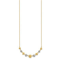14k Two-tone Diamond-cut Polished Graduated Barrels Necklace-SF2436-18