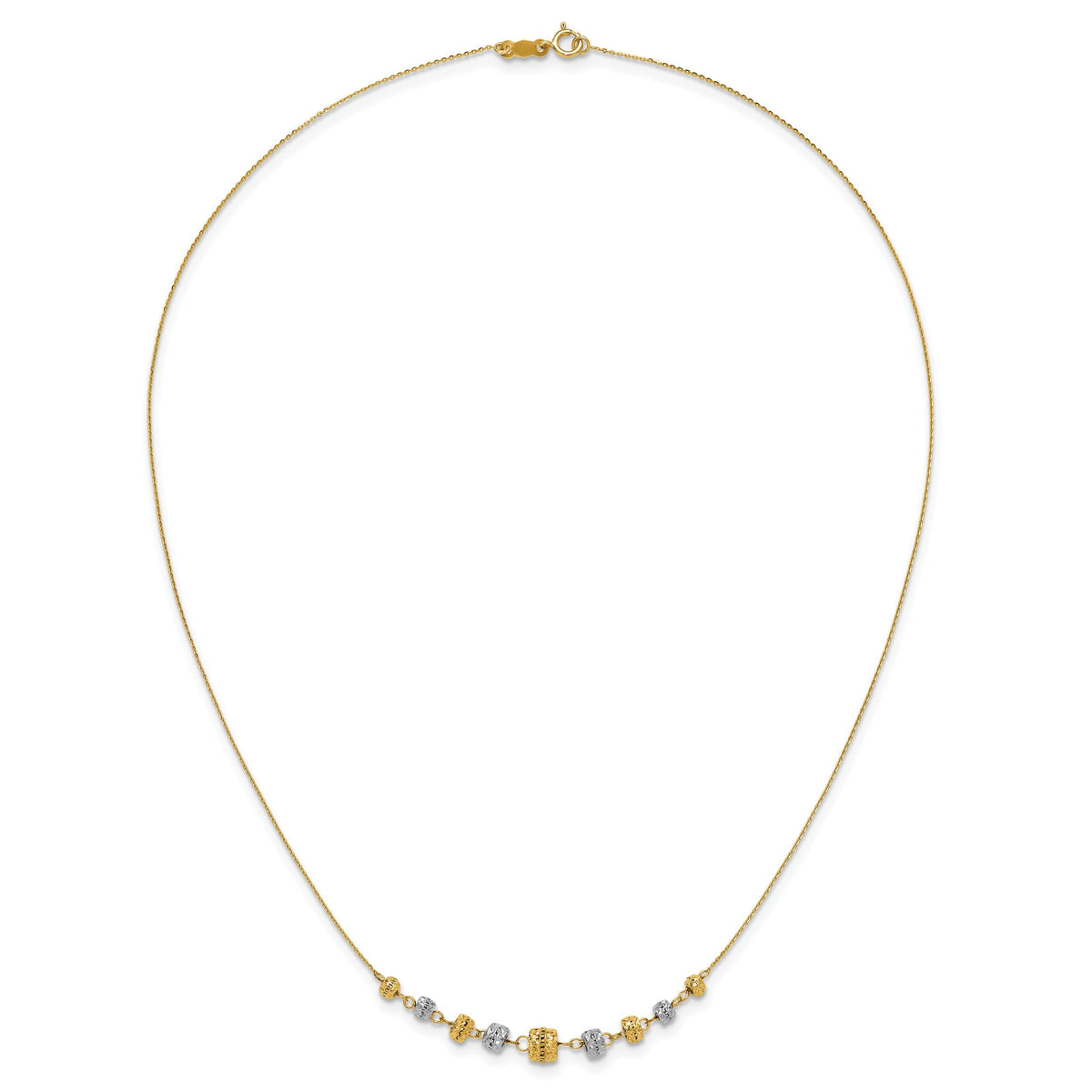 14k Two-tone Diamond-cut Polished Graduated Barrels Necklace-SF2436-18