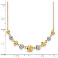 14k Two-tone Diamond-cut Polished Graduated Barrels Necklace-SF2436-18