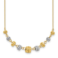 14k Two-tone Diamond-cut Polished Graduated Barrels Necklace-SF2436-18