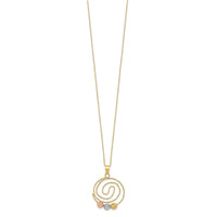 14k Tri-color D/C Beads on Spiral Pendant Necklace-SF2441-18