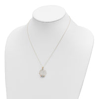 14k Tri-color D/C Beads on Spiral Pendant Necklace-SF2441-18
