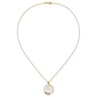 14k Tri-color D/C Beads on Spiral Pendant Necklace-SF2441-18
