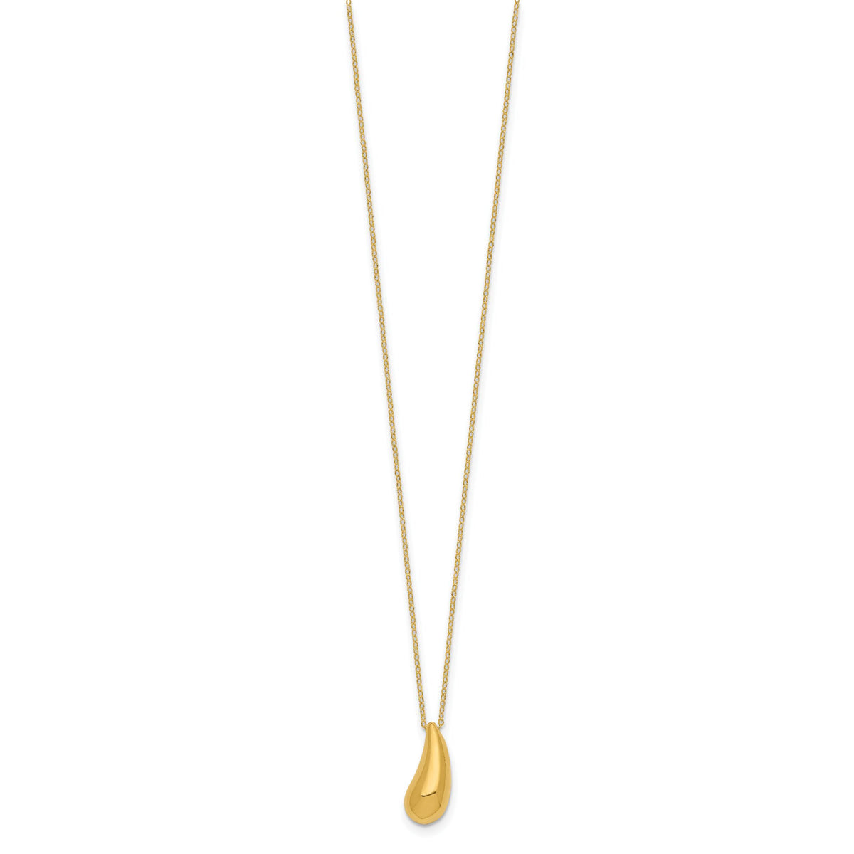 14k Polished Puffed Teardrop 18in Necklace-SF2444-18