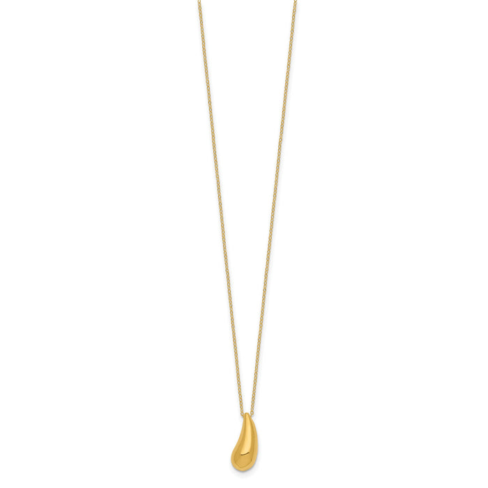 14k Polished Puffed Teardrop 18in Necklace-SF2444-18
