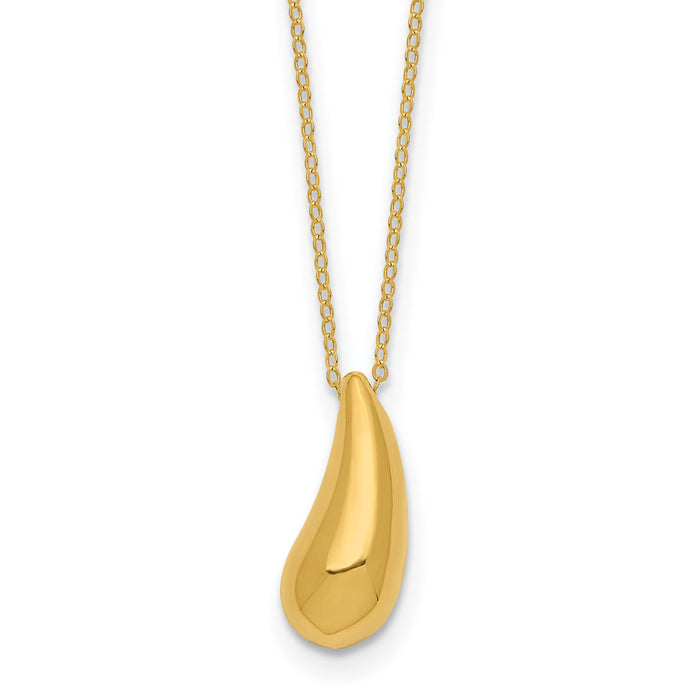 14k Polished Puffed Teardrop 18in Necklace-SF2444-18