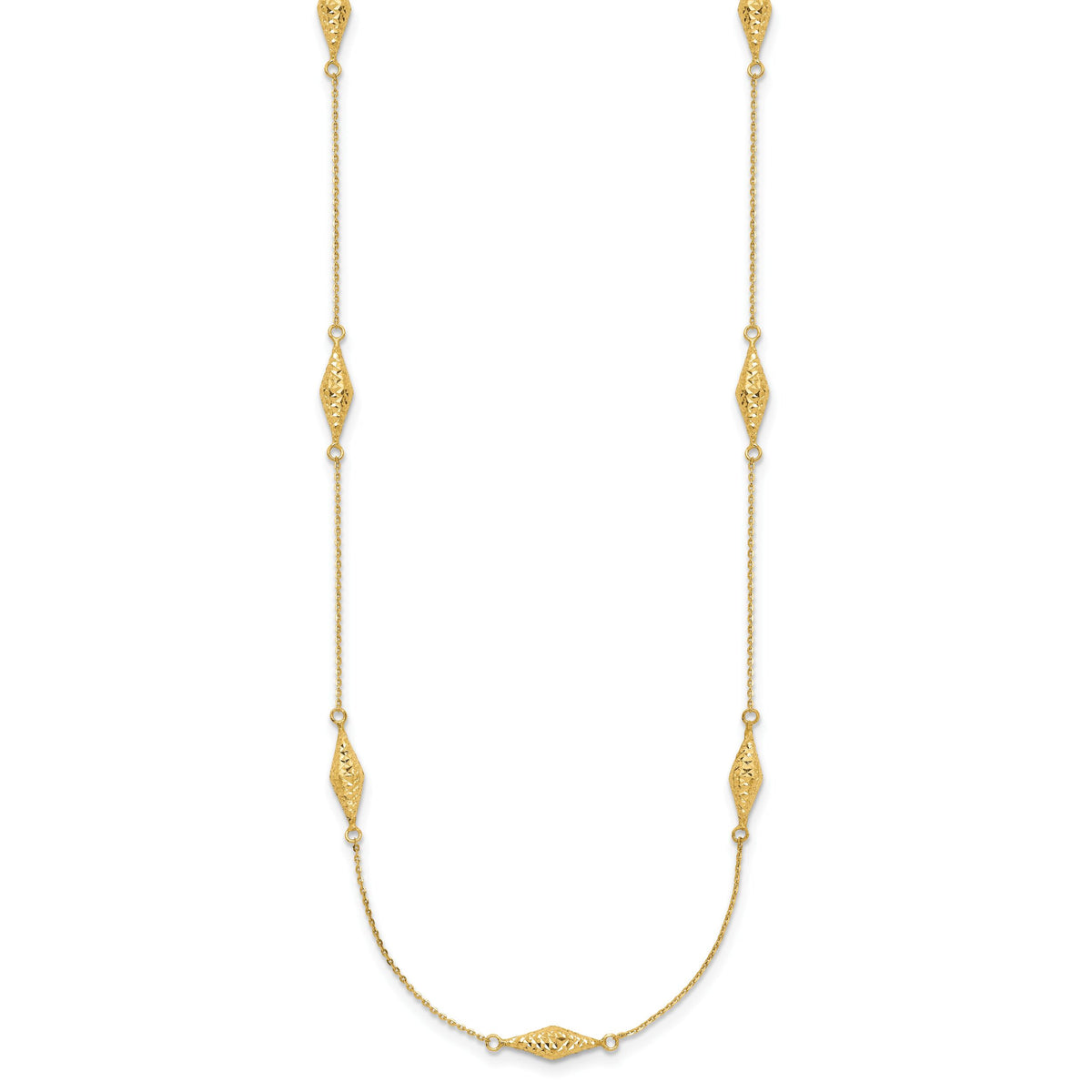 14k Polished and D/C Fancy Beaded 18in Necklace-SF2461-18