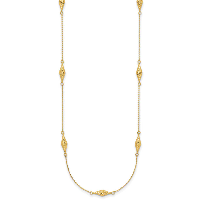14k Polished and D/C Fancy Beaded 18in Necklace-SF2461-18