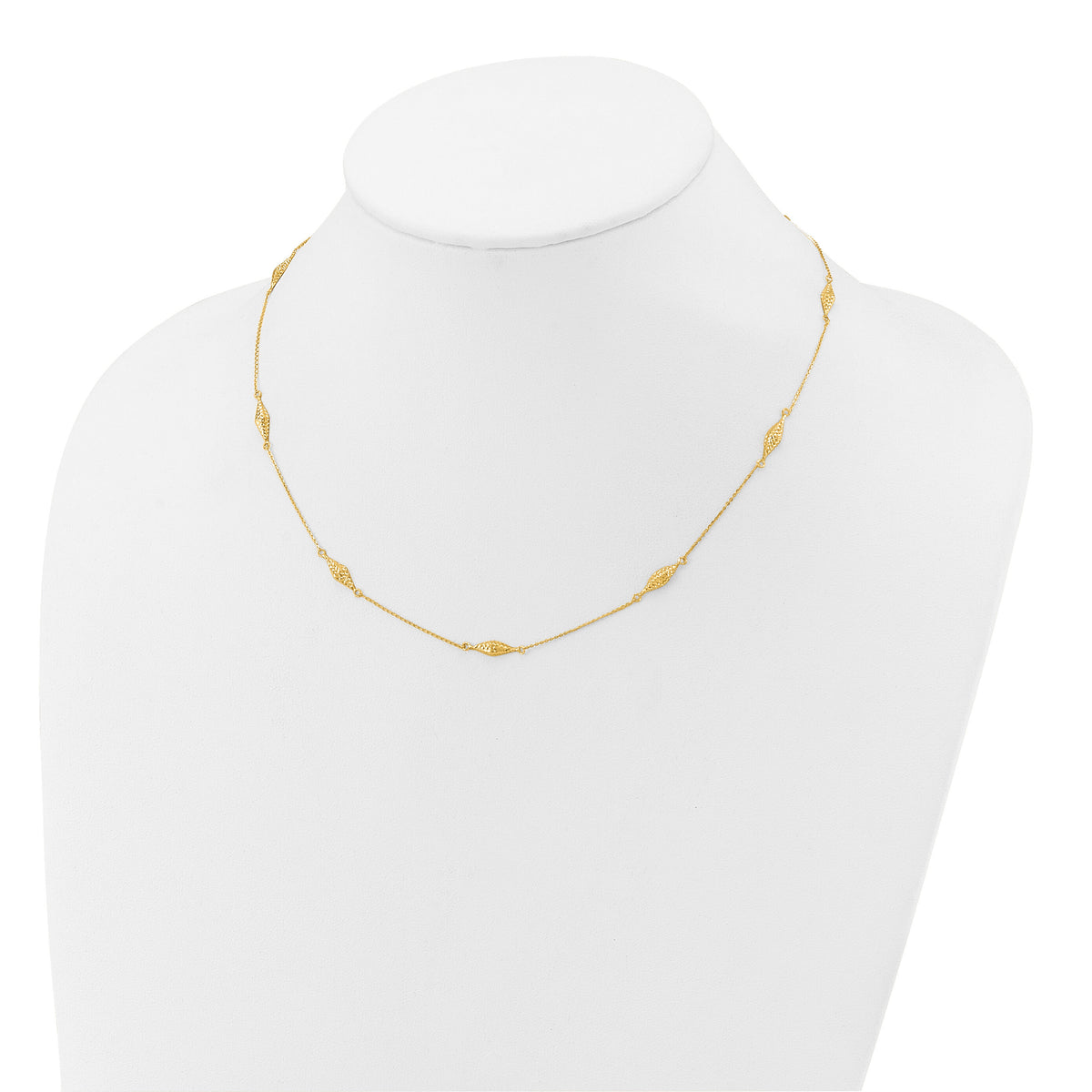 14k Polished and D/C Fancy Beaded 18in Necklace-SF2461-18