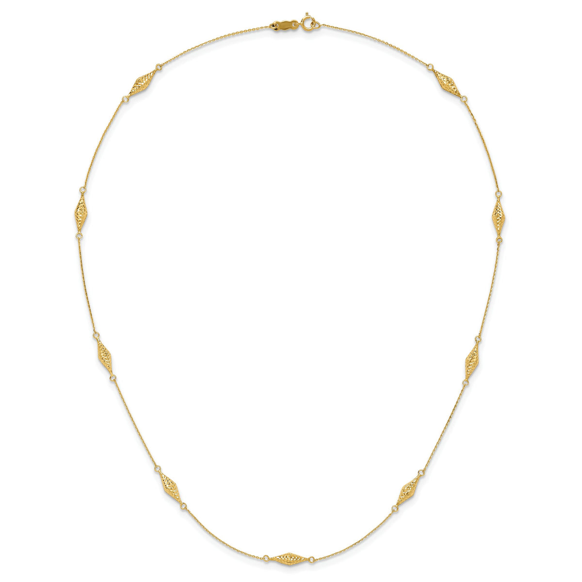 14k Polished and D/C Fancy Beaded 18in Necklace-SF2461-18