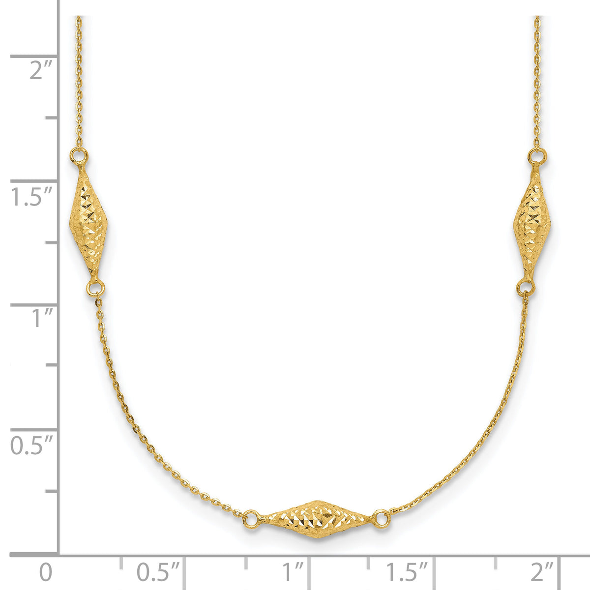 14k Polished and D/C Fancy Beaded 18in Necklace-SF2461-18