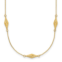 14k Polished and D/C Fancy Beaded 18in Necklace-SF2461-18