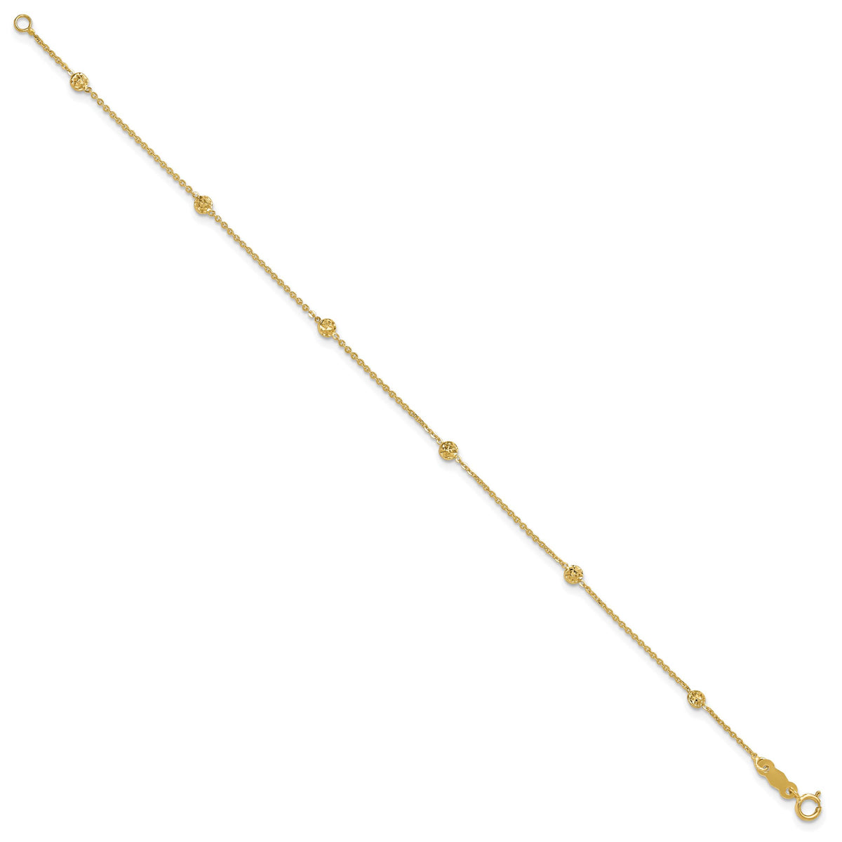 14K Polished and Diamond-cut Tiny Puffed Circles 6-Station Bracelet-SF2463-7.25
