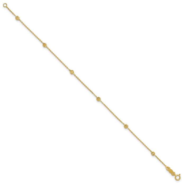 14K Polished and Diamond-cut Tiny Puffed Circles 6-Station Bracelet-SF2463-7.25