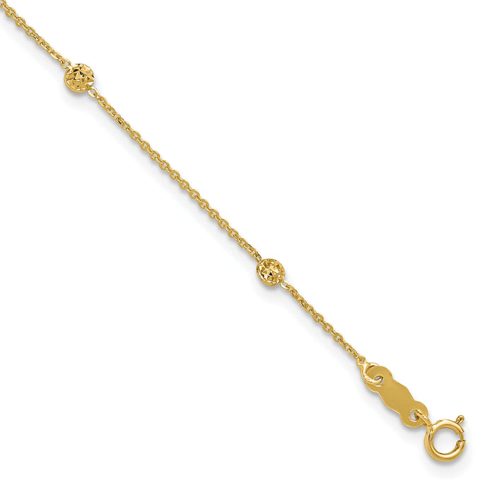 14K Polished and Diamond-cut Tiny Puffed Circles 6-Station Bracelet-SF2463-7.25
