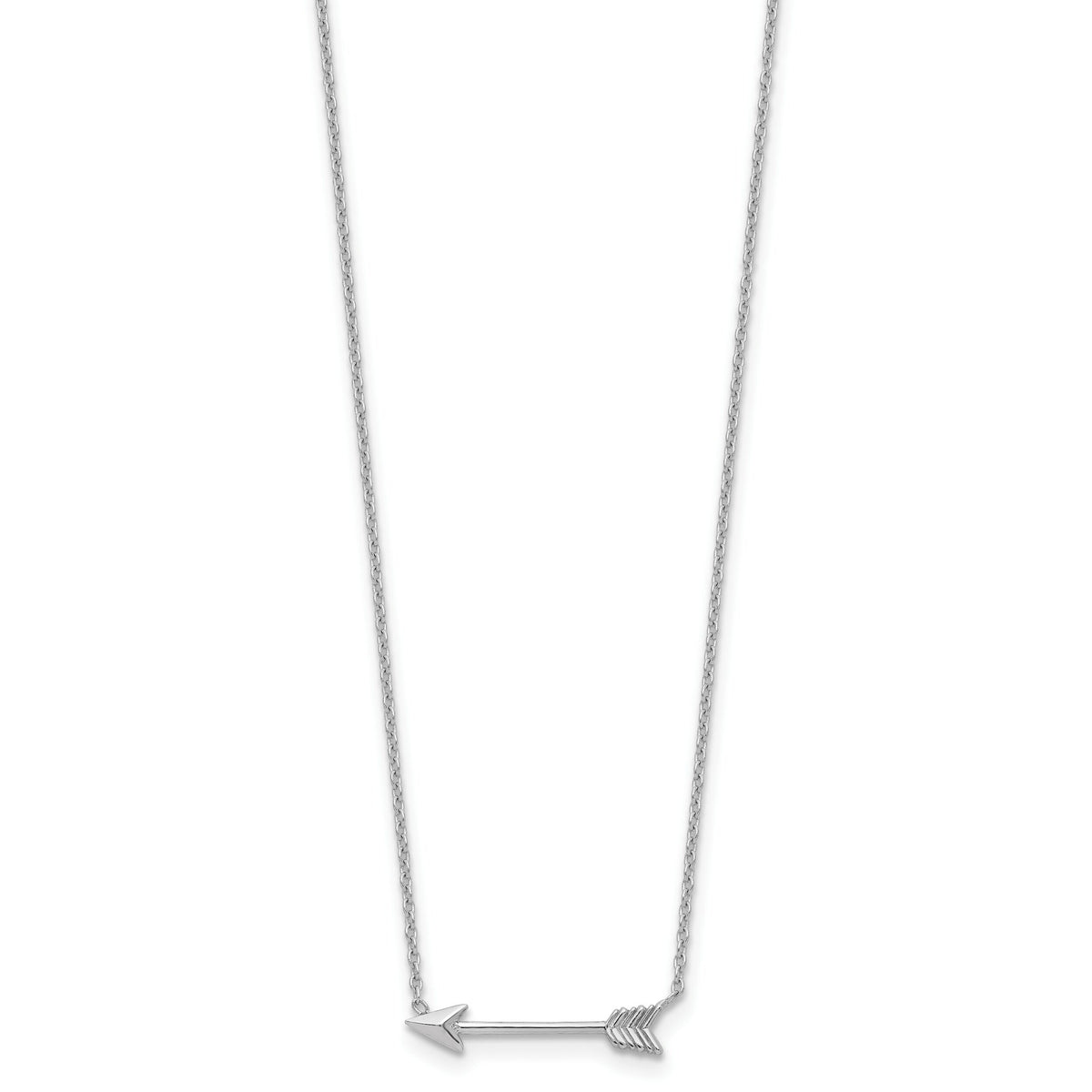 14k White Gold Polished Arrow Necklace-SF2467-17