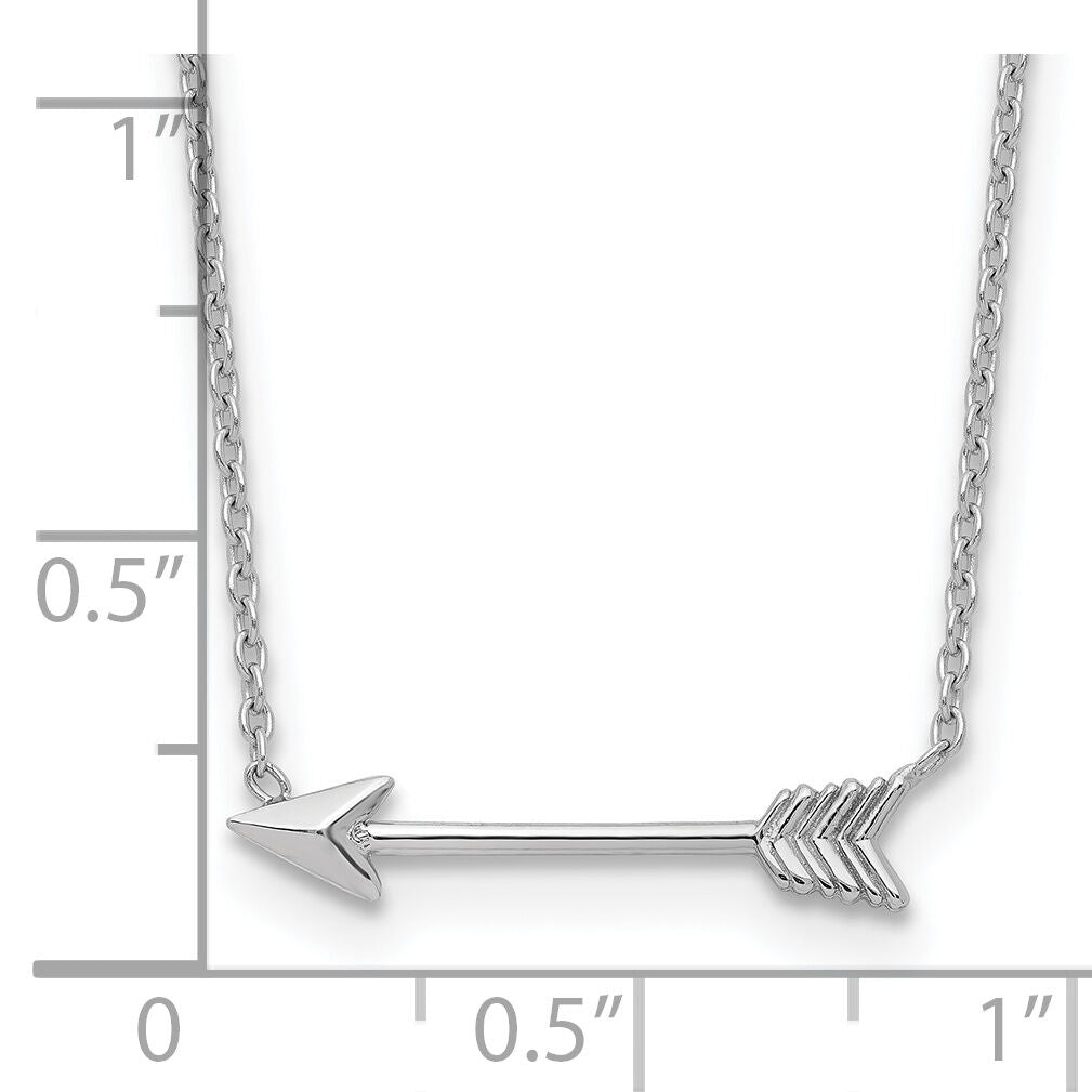 14k White Gold Polished Arrow Necklace-SF2467-17