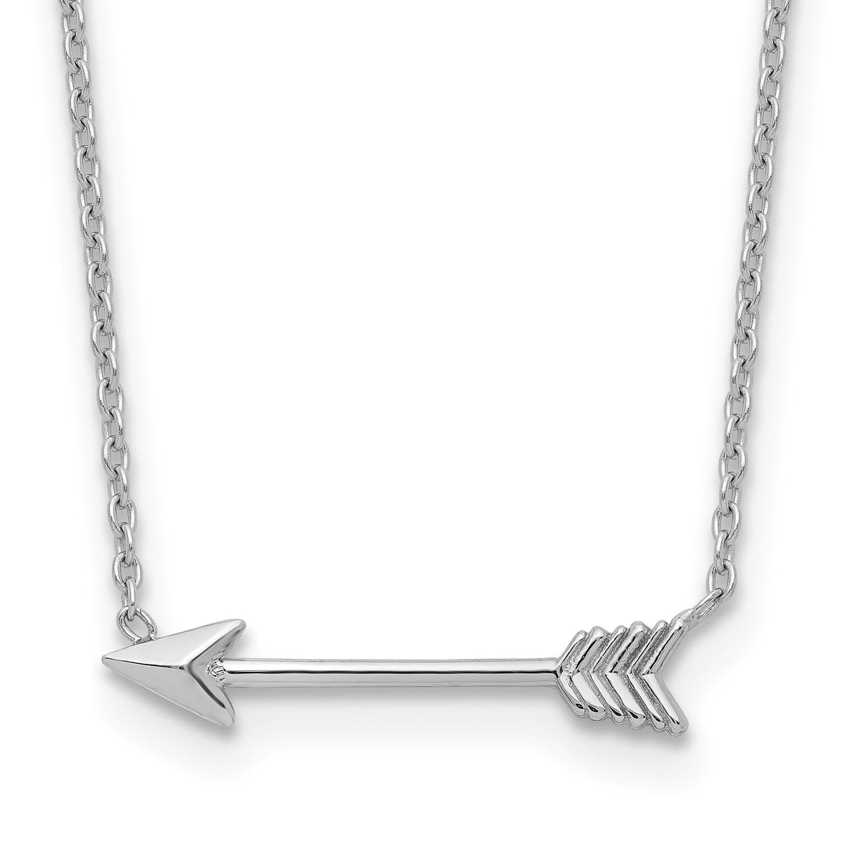 14k White Gold Polished Arrow Necklace-SF2467-17