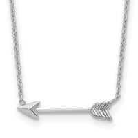 14k White Gold Polished Arrow Necklace-SF2467-17