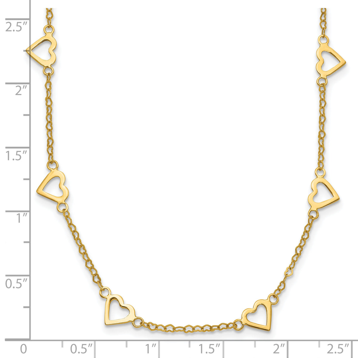 14k Polished Open Hearts on Heart Link 16in Necklace-SF2468-16