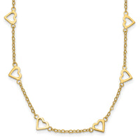 14k Polished Open Hearts on Heart Link 16in Necklace-SF2468-16