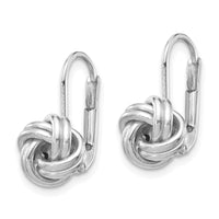 14k White Gold Polished Love Knot Leverback Earrings-SF2475