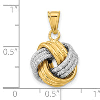 14k Two-Tone Polished Textured Love Knot Pendant-SF2477