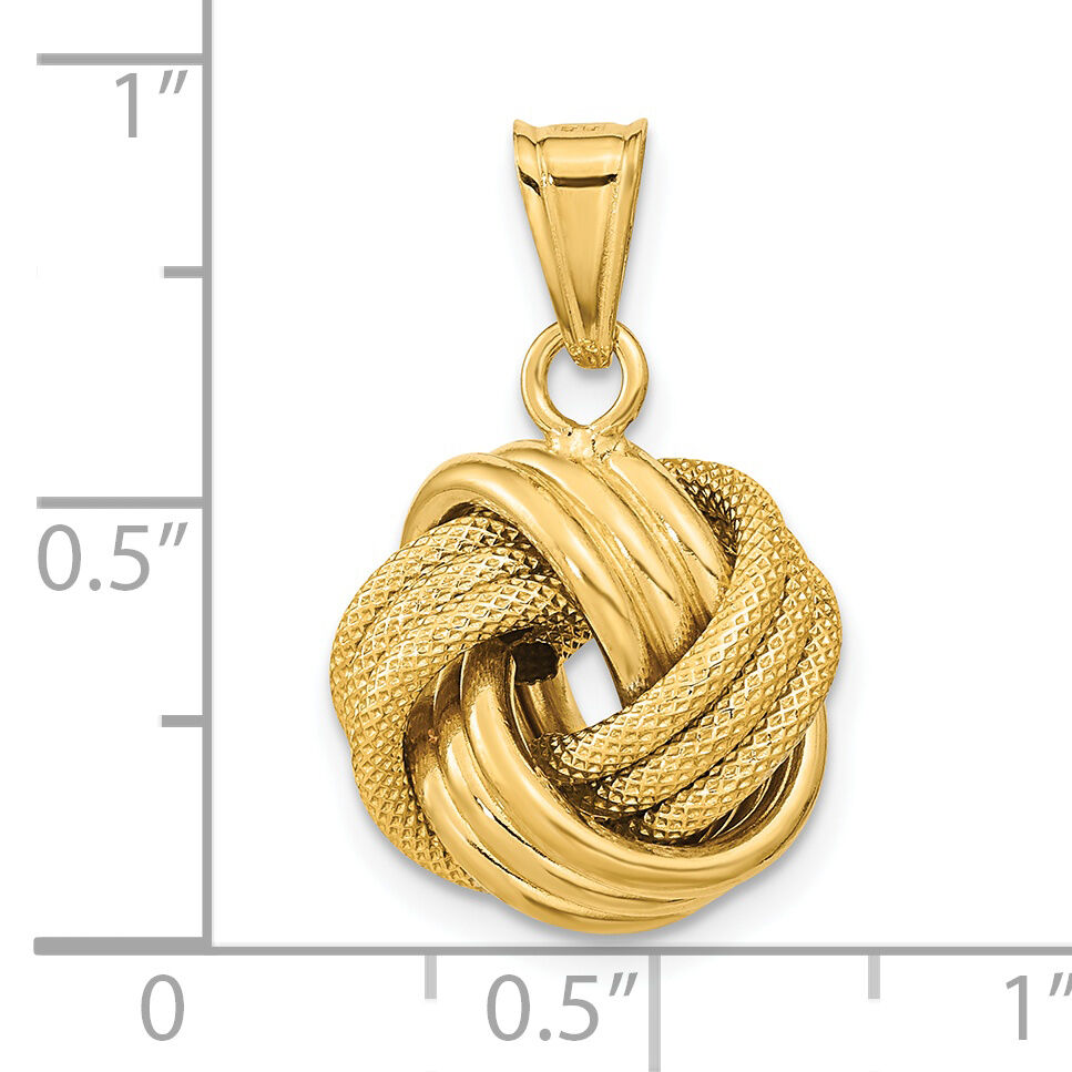 14k Polished Textured Love Knot Pendant-SF2478