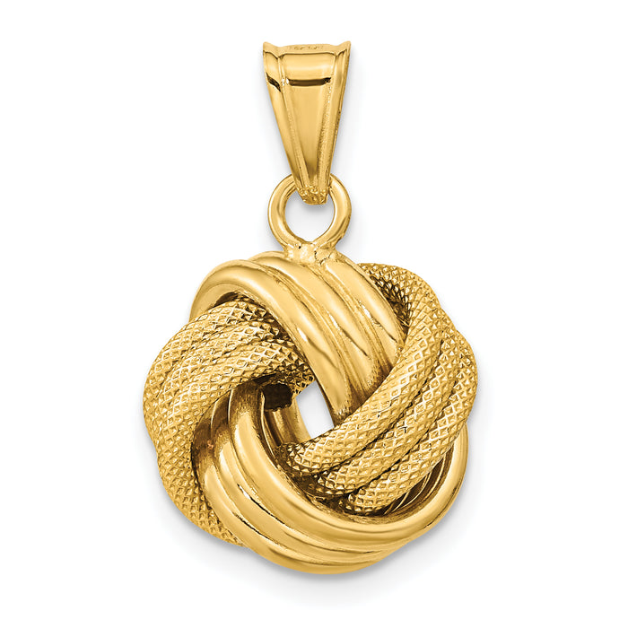 14k Polished Textured Love Knot Pendant-SF2478