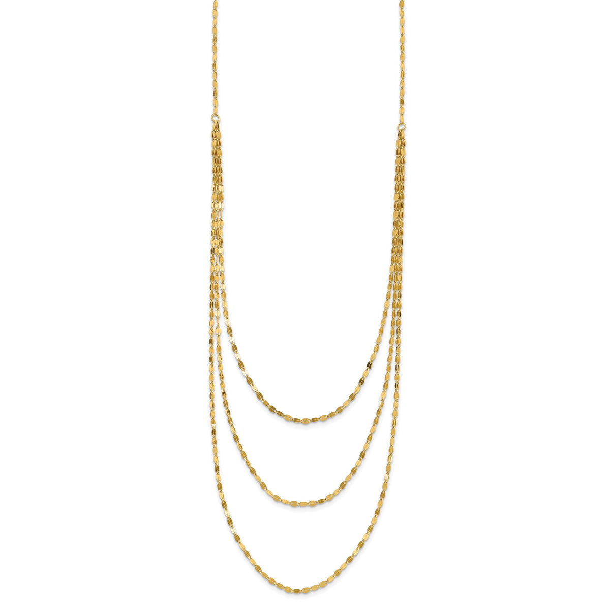 14k Polished Triple Strand Necklace-SF2491-19.5
