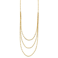 14k Polished Triple Strand Necklace-SF2491-19.5