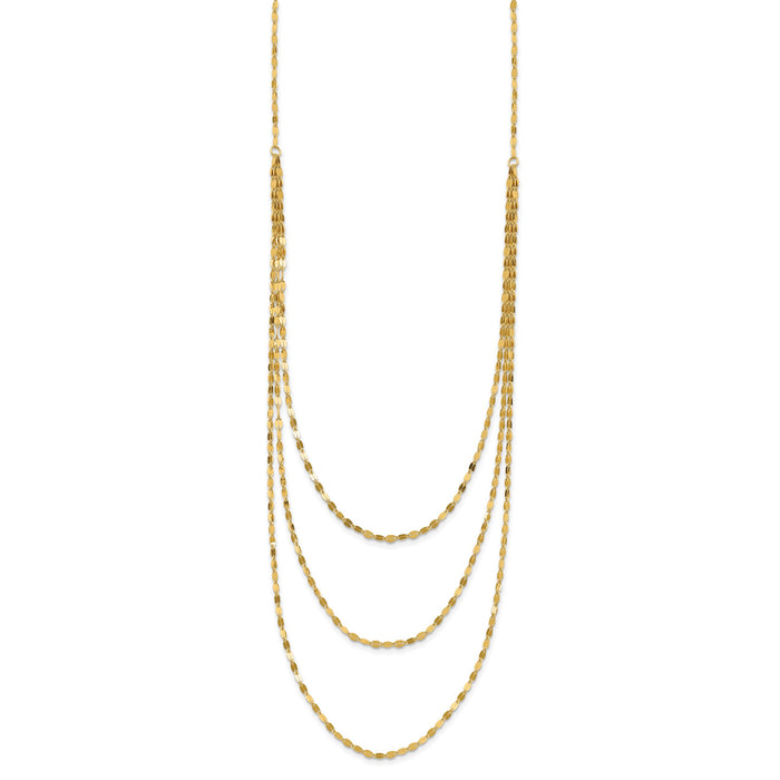 14k Polished Triple Strand Necklace-SF2491-19.5