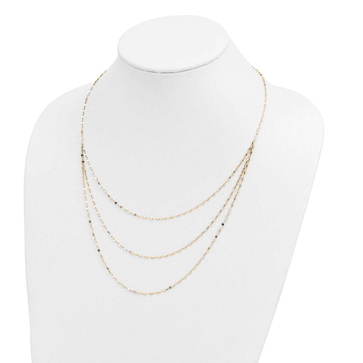 14k Polished Triple Strand Necklace-SF2491-19.5