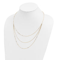 14k Polished Triple Strand Necklace-SF2491-19.5