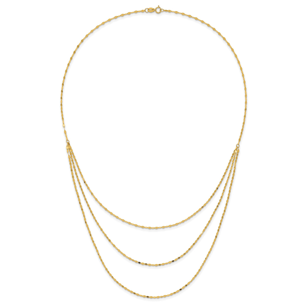 14k Polished Triple Strand Necklace-SF2491-19.5