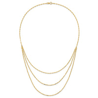 14k Polished Triple Strand Necklace-SF2491-19.5
