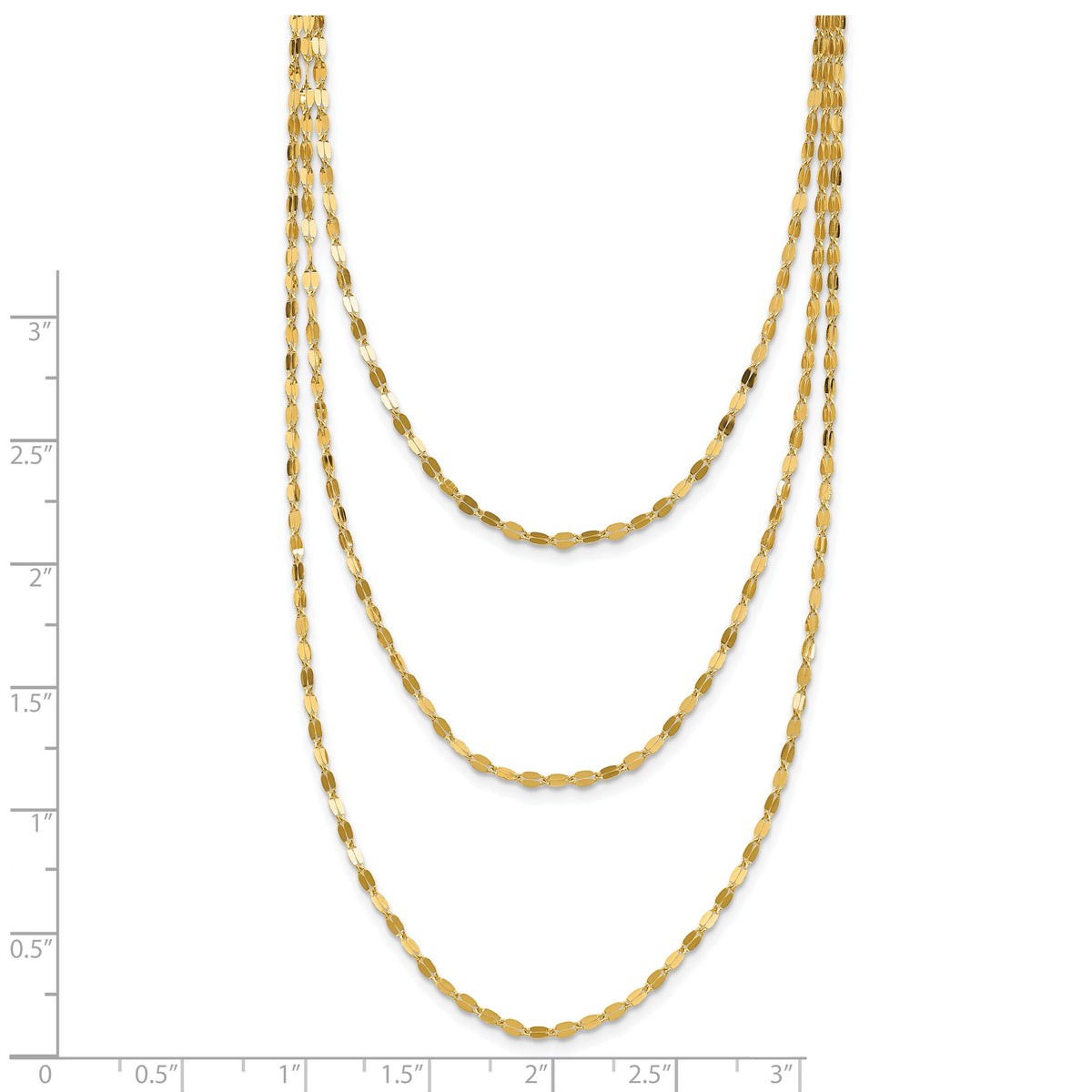 14k Polished Triple Strand Necklace-SF2491-19.5