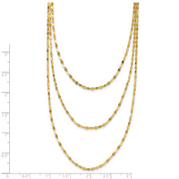 14k Polished Triple Strand Necklace-SF2491-19.5
