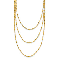 14k Polished Triple Strand Necklace-SF2491-19.5