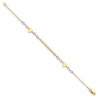 14k Two-tone Gold Polished Infinity and Heart Bracelet-SF2494-7
